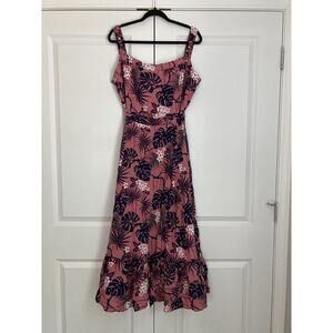Modcloth Sleeveless Pink Tropical Print Maxi Dress
